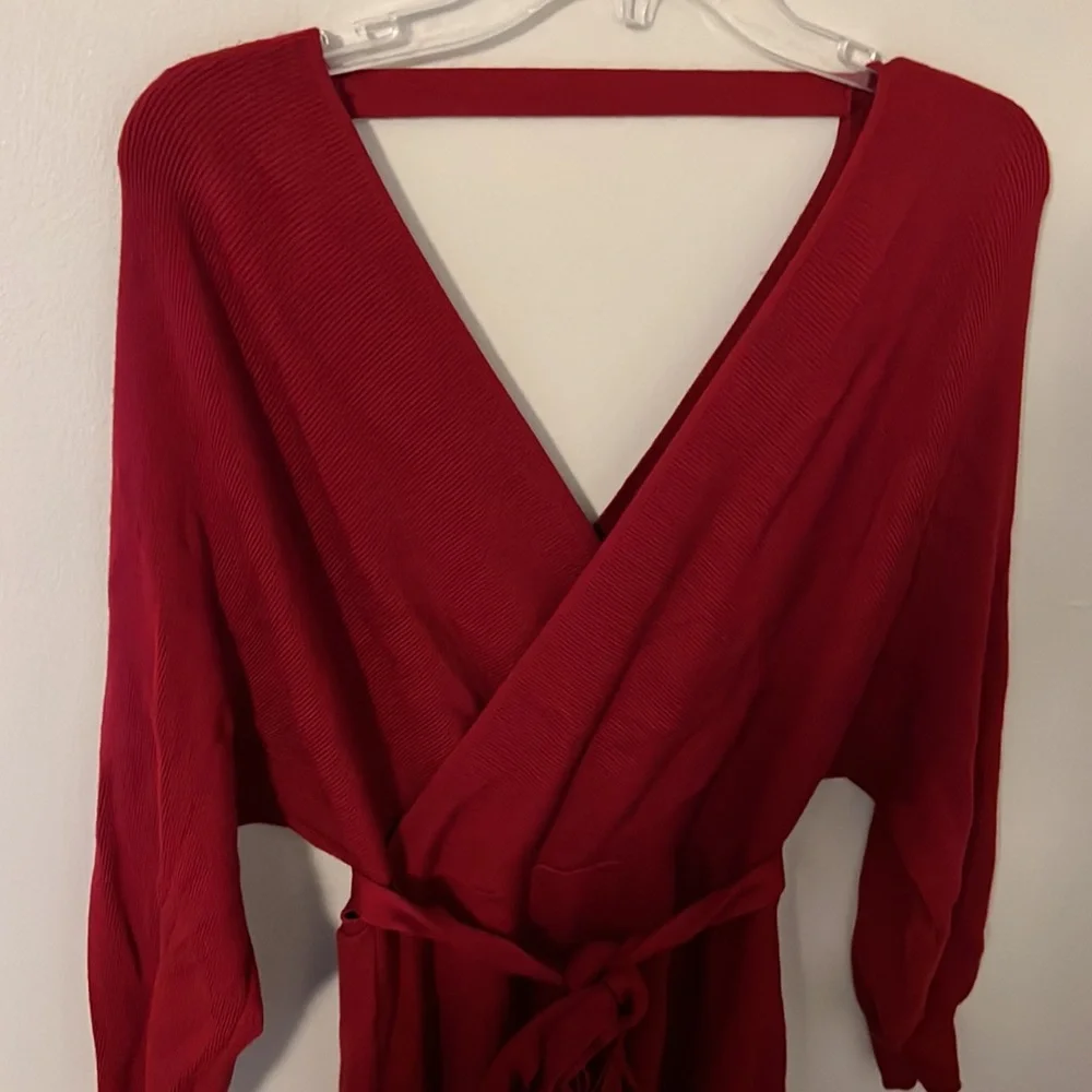 Wine Red Waist Tie Bodycon Maxi Dress - Picture 5 of 7